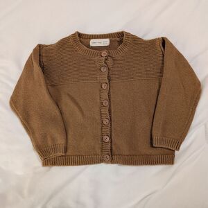 Quincy Mae Organic Cotton Cottage Knit Walnut Button Down Cardigan Size 18-24M
